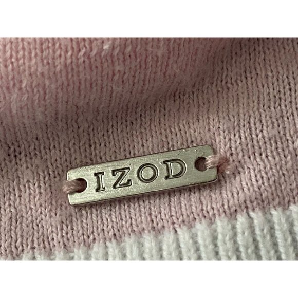 Izod White Pastel Striped Womens V-Neck Sweater Size S 100% Cotton Vintage Retro - Picture 10 of 16